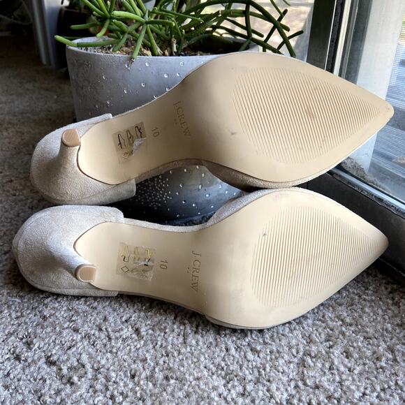 J.Crew Lana D'Orsay Pumps Suede Leather Point Covered Toe Saddle 10 - Picture 7 of 7
